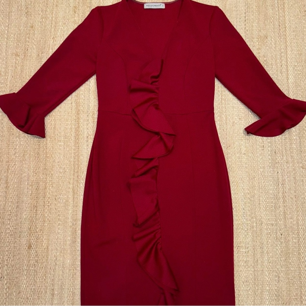 Rinascimento Red Ruffled Tiered Sheath Dress